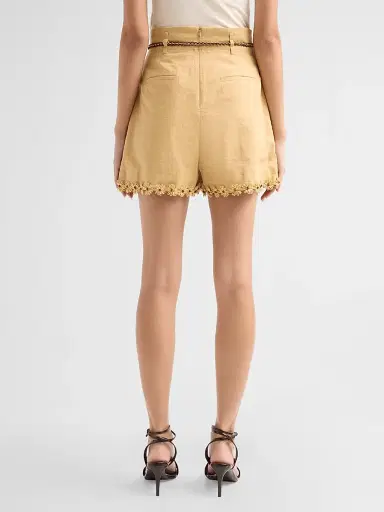 Zimmermann Women's Mahon Flower Trim Shorts - Oatmeal | Thumbnail 3 Zimmermann Women's Mahon Flower Trim Shorts - Oatmeal | Thumbnail 3