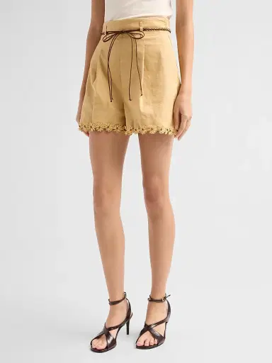 Zimmermann Women's Mahon Flower Trim Shorts - Oatmeal | Thumbnail 4 Zimmermann Women's Mahon Flower Trim Shorts - Oatmeal | Thumbnail 4