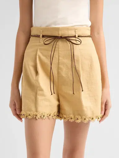 Zimmermann Women's Mahon Flower Trim Shorts - Oatmeal | Thumbnail 5 Zimmermann Women's Mahon Flower Trim Shorts - Oatmeal | Thumbnail 5