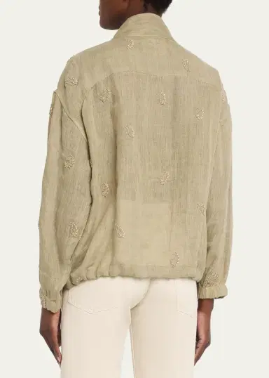 Kartik Research Kaza Paisley-Embroidered Linen Jacket | Thumbnail 3 Kartik Research Kaza Paisley-Embroidered Linen Jacket | Thumbnail 3