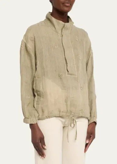 Kartik Research Kaza Paisley-Embroidered Linen Jacket | Thumbnail 4 Kartik Research Kaza Paisley-Embroidered Linen Jacket | Thumbnail 4