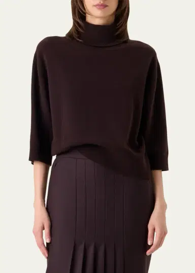 Akris Turtleneck Cashmere 3/4-Sleeve Sweater | Thumbnail 4 Akris Turtleneck Cashmere 3/4-Sleeve Sweater | Thumbnail 4