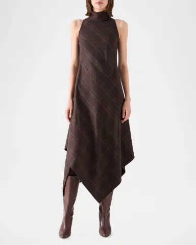 Akris punto Blanket Check Wool-Blend Flannel Midi Dress | Thumbnail 2 Akris punto Blanket Check Wool-Blend Flannel Midi Dress | Thumbnail 2