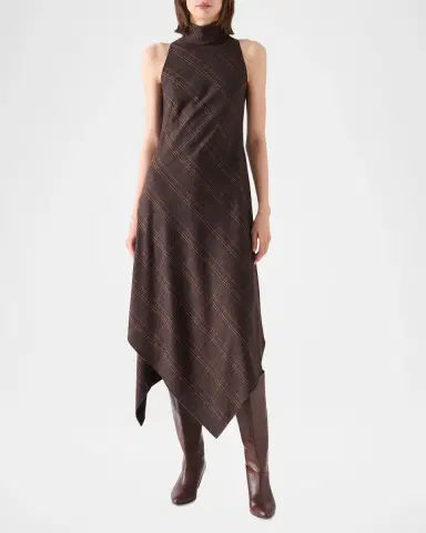 Akris punto Blanket Check Wool-Blend Flannel Midi Dress | Thumbnail 4 Akris punto Blanket Check Wool-Blend Flannel Midi Dress | Thumbnail 4