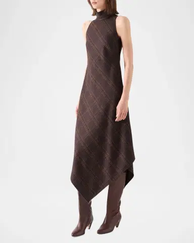 Akris punto Blanket Check Wool-Blend Flannel Midi Dress | Thumbnail 6 Akris punto Blanket Check Wool-Blend Flannel Midi Dress | Thumbnail 6