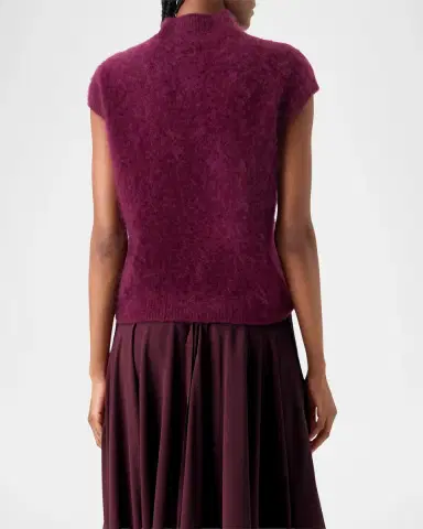 Akris Mock-Neck Cloud Cashmere Cap-Sleeve Sweater | Thumbnail 3 Akris Mock-Neck Cloud Cashmere Cap-Sleeve Sweater | Thumbnail 3