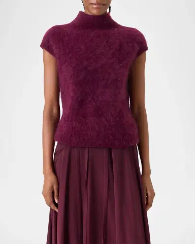 Akris Mock-Neck Cloud Cashmere Cap-Sleeve Sweater | Thumbnail 4 Akris Mock-Neck Cloud Cashmere Cap-Sleeve Sweater | Thumbnail 4