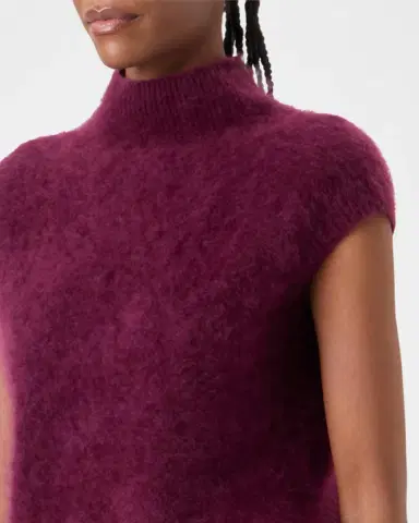 Akris Mock-Neck Cloud Cashmere Cap-Sleeve Sweater | Thumbnail 5 Akris Mock-Neck Cloud Cashmere Cap-Sleeve Sweater | Thumbnail 5