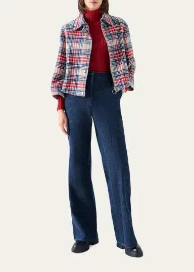 Akris punto Check Wool Zip Short Jacket | Thumbnail 2 Akris punto Check Wool Zip Short Jacket | Thumbnail 2