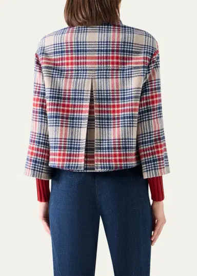 Akris punto Check Wool Zip Short Jacket | Thumbnail 3 Akris punto Check Wool Zip Short Jacket | Thumbnail 3