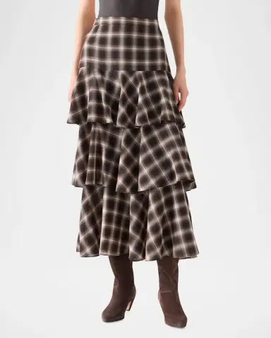 Akris punto Shelley Plaid Techno Wool-Blend Midi Skirt | Thumbnail 2 Akris punto Shelley Plaid Techno Wool-Blend Midi Skirt | Thumbnail 2