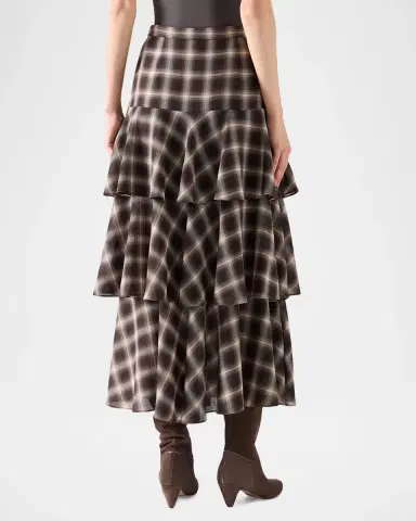 Akris punto Shelley Plaid Techno Wool-Blend Midi Skirt | Thumbnail 3 Akris punto Shelley Plaid Techno Wool-Blend Midi Skirt | Thumbnail 3