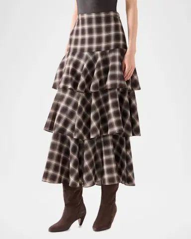 Akris punto Shelley Plaid Techno Wool-Blend Midi Skirt | Thumbnail 4 Akris punto Shelley Plaid Techno Wool-Blend Midi Skirt | Thumbnail 4