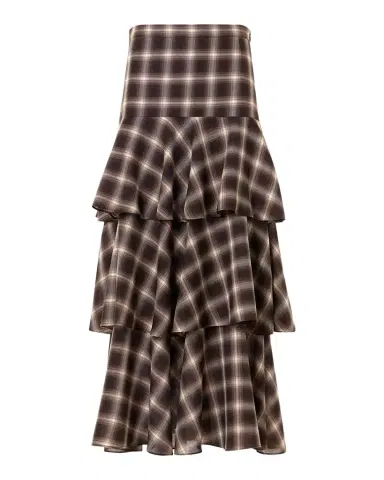 Akris punto Shelley Plaid Techno Wool-Blend Midi Skirt | Thumbnail 1 Akris punto Shelley Plaid Techno Wool-Blend Midi Skirt | Thumbnail 1
