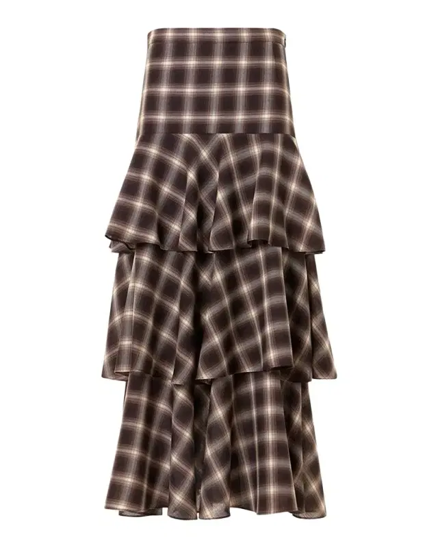Shelley Plaid Techno Wool-Blend Midi Skirt Shelley Plaid Techno Wool-Blend Midi Skirt