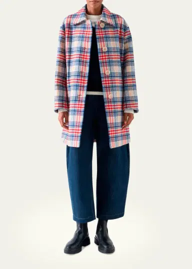 Akris punto Check Wool Single-Breasted Mid-Length Coat | Thumbnail 4 Akris punto Check Wool Single-Breasted Mid-Length Coat | Thumbnail 4