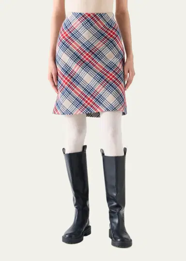 Akris punto Check Wool-Blend Mini Skirt | Thumbnail 2 Akris punto Check Wool-Blend Mini Skirt | Thumbnail 2