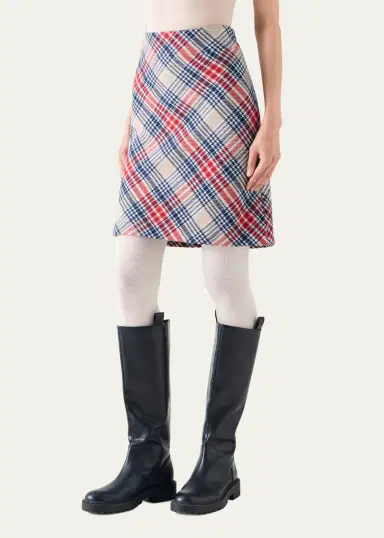 Akris punto Check Wool-Blend Mini Skirt | Thumbnail 4 Akris punto Check Wool-Blend Mini Skirt | Thumbnail 4