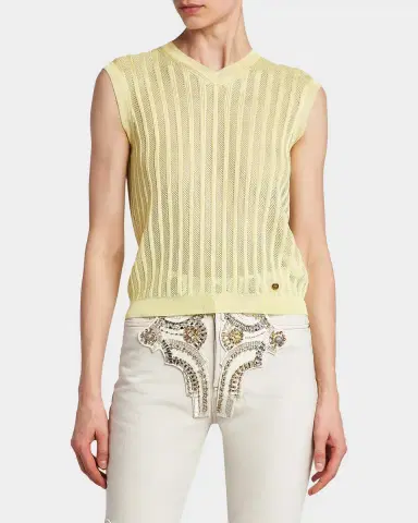 Versace La Vacanza Mesh Rib-Knit Sweater Vest | Thumbnail 4 Versace La Vacanza Mesh Rib-Knit Sweater Vest | Thumbnail 4