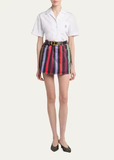 Versace Embroidered Pocket Cropped Poplin Shirt | Thumbnail 2 Versace Embroidered Pocket Cropped Poplin Shirt | Thumbnail 2