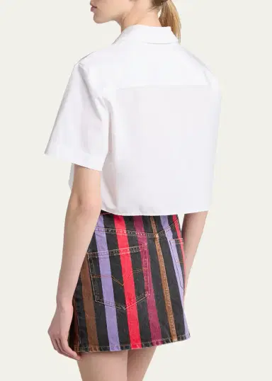 Versace Embroidered Pocket Cropped Poplin Shirt | Thumbnail 3 Versace Embroidered Pocket Cropped Poplin Shirt | Thumbnail 3