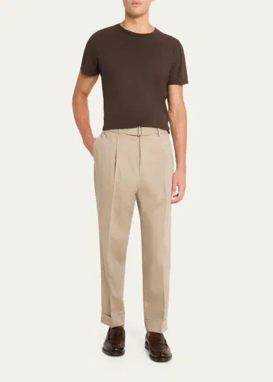 OFFICINE GÉNÉRALE Men's Hugo Heathered Wool Belted Trousers | Thumbnail 2 OFFICINE GÉNÉRALE Men's Hugo Heathered Wool Belted Trousers | Thumbnail 2