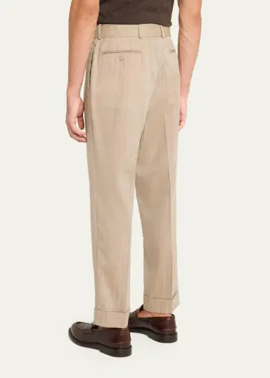 OFFICINE GÉNÉRALE Men's Hugo Heathered Wool Belted Trousers | Thumbnail 3 OFFICINE GÉNÉRALE Men's Hugo Heathered Wool Belted Trousers | Thumbnail 3
