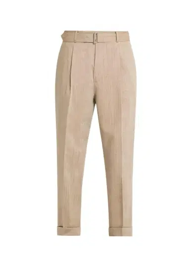 OFFICINE GÉNÉRALE Men's Hugo Heathered Wool Belted Trousers | Thumbnail 1 OFFICINE GÉNÉRALE Men's Hugo Heathered Wool Belted Trousers | Thumbnail 1