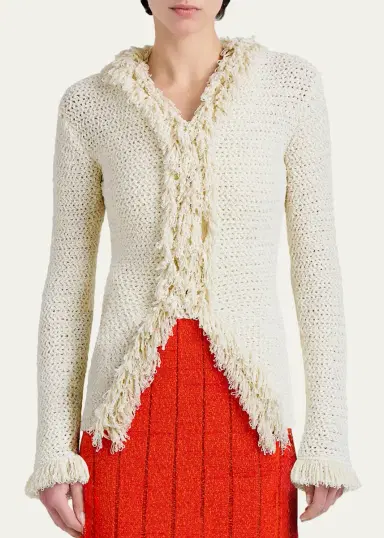 Proenza Schouler Nilo Textured Top w/ Frayed Trim | Thumbnail 4 Proenza Schouler Nilo Textured Top w/ Frayed Trim | Thumbnail 4