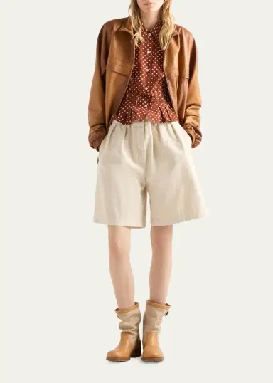 Prada Polka-Dot Silk Short-Sleeve Button-Down Shirt | Thumbnail 2 Prada Polka-Dot Silk Short-Sleeve Button-Down Shirt | Thumbnail 2