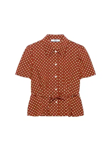 Prada Polka-Dot Silk Short-Sleeve Button-Down Shirt | Thumbnail 1 Prada Polka-Dot Silk Short-Sleeve Button-Down Shirt | Thumbnail 1