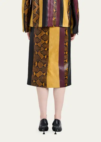 Proenza Schouler Sirine Colorblock Pyhton-Print Leather Skirt | Thumbnail 3 Proenza Schouler Sirine Colorblock Pyhton-Print Leather Skirt | Thumbnail 3