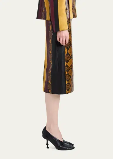 Proenza Schouler Sirine Colorblock Pyhton-Print Leather Skirt | Thumbnail 4 Proenza Schouler Sirine Colorblock Pyhton-Print Leather Skirt | Thumbnail 4