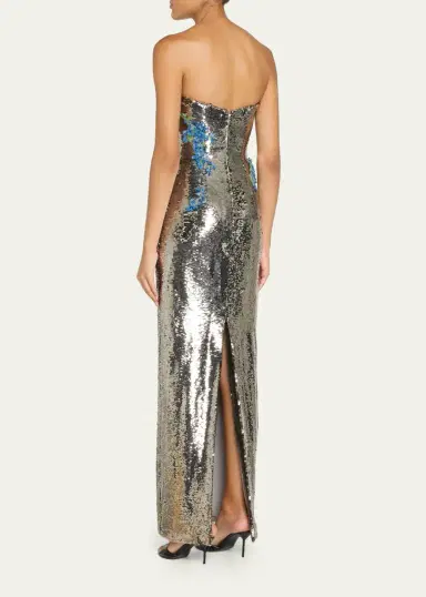 MONIQUE LHUILLIER Textured Strapless Column Gown | Thumbnail 3 MONIQUE LHUILLIER Textured Strapless Column Gown | Thumbnail 3