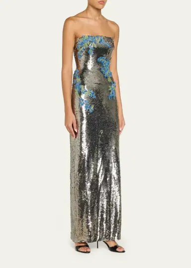 MONIQUE LHUILLIER Textured Strapless Column Gown | Thumbnail 4 MONIQUE LHUILLIER Textured Strapless Column Gown | Thumbnail 4