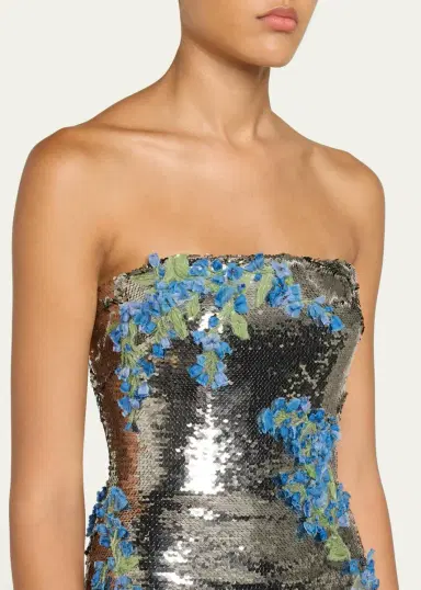 MONIQUE LHUILLIER Textured Strapless Column Gown | Thumbnail 5 MONIQUE LHUILLIER Textured Strapless Column Gown | Thumbnail 5