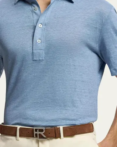 Ralph Lauren Purple Label Men's Stacked R-Buckle Suede Belt | Thumbnail 3 Ralph Lauren Purple Label Men's Stacked R-Buckle Suede Belt | Thumbnail 3