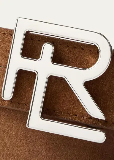 Ralph Lauren Purple Label Men's Stacked R-Buckle Suede Belt | Thumbnail 4 Ralph Lauren Purple Label Men's Stacked R-Buckle Suede Belt | Thumbnail 4