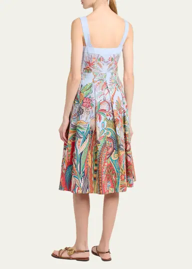 Etro Sleeveless Paisley-Print Pleated Cotton Midi Dress | Thumbnail 3 Etro Sleeveless Paisley-Print Pleated Cotton Midi Dress | Thumbnail 3