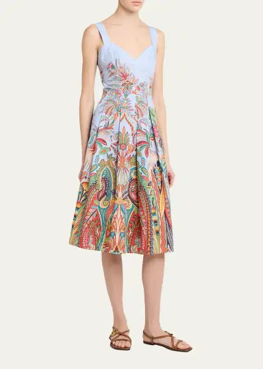 Etro Sleeveless Paisley-Print Pleated Cotton Midi Dress | Thumbnail 4 Etro Sleeveless Paisley-Print Pleated Cotton Midi Dress | Thumbnail 4