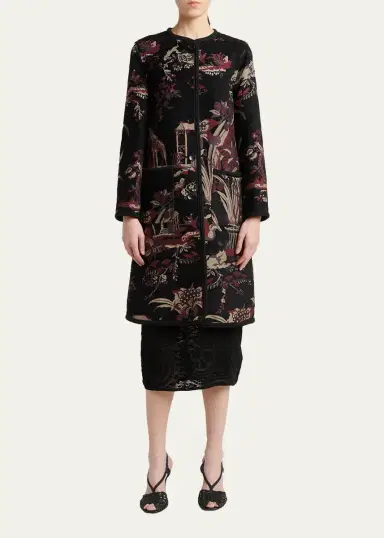 Etro Toile Brocade Single-Breasted Long Coat | Thumbnail 2 Etro Toile Brocade Single-Breasted Long Coat | Thumbnail 2
