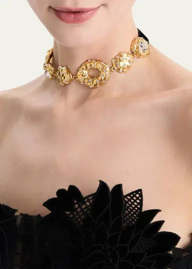 Oscar de la Renta Hammered Stone Velvet Necklace | Thumbnail 2 Oscar de la Renta Hammered Stone Velvet Necklace | Thumbnail 2