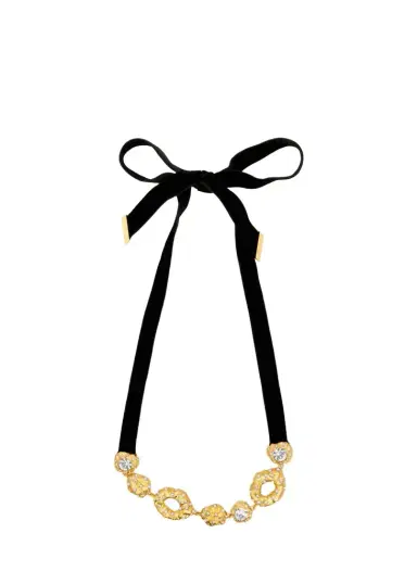 Oscar de la Renta Hammered Stone Velvet Necklace | Thumbnail 1 Oscar de la Renta Hammered Stone Velvet Necklace | Thumbnail 1