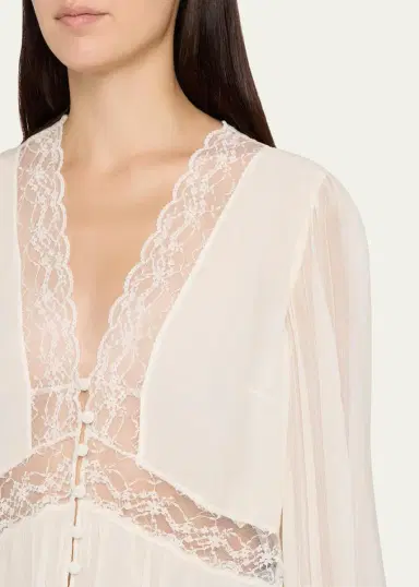 LoveShackFancy Thessira Lace-Trim Chiffon Blouse | Thumbnail 5 LoveShackFancy Thessira Lace-Trim Chiffon Blouse | Thumbnail 5