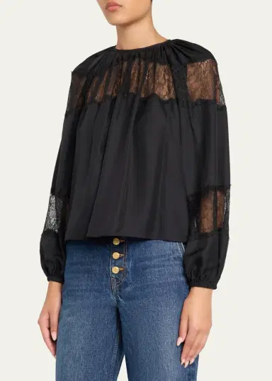 Ulla Johnson Bess Silk Long-Sleeve Blouse | Thumbnail 4 Ulla Johnson Bess Silk Long-Sleeve Blouse | Thumbnail 4