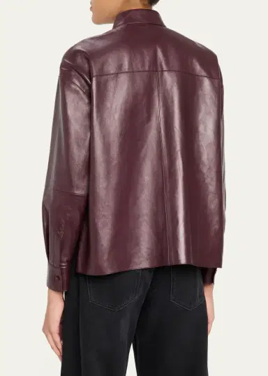 Lafayette 148 New York Oversized Cropped Nappa Leather Shirt | Thumbnail 3 Lafayette 148 New York Oversized Cropped Nappa Leather Shirt | Thumbnail 3