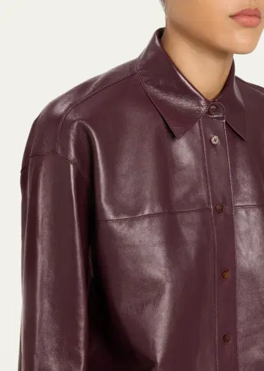 Lafayette 148 New York Oversized Cropped Nappa Leather Shirt | Thumbnail 5 Lafayette 148 New York Oversized Cropped Nappa Leather Shirt | Thumbnail 5