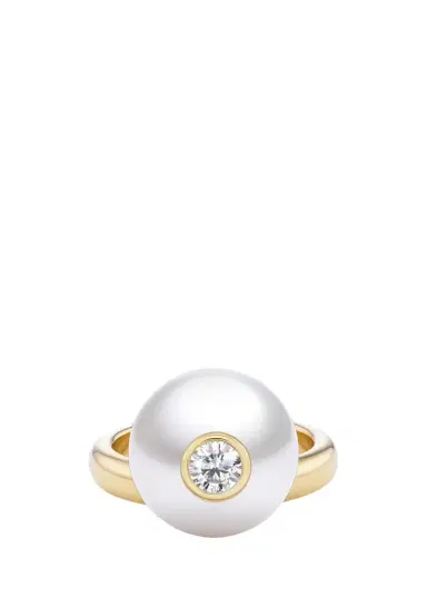 Brent Neale One-of-a-Kind Off-Set Ring with South Sea Pearl and Round Diamond | Thumbnail 1 Brent Neale One-of-a-Kind Off-Set Ring with South Sea Pearl and Round Diamond | Thumbnail 1