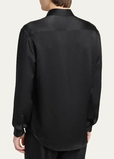 Giorgio Armani Men's Printed Silk Button-Front Shirt | Thumbnail 3 Giorgio Armani Men's Printed Silk Button-Front Shirt | Thumbnail 3