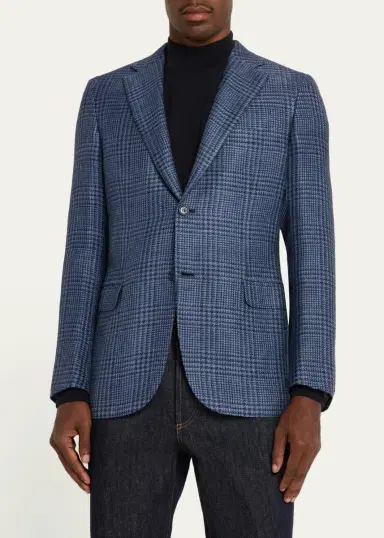 Brioni Men's Wool Houndstooth Plaid Sport Coat | Thumbnail 4 Brioni Men's Wool Houndstooth Plaid Sport Coat | Thumbnail 4